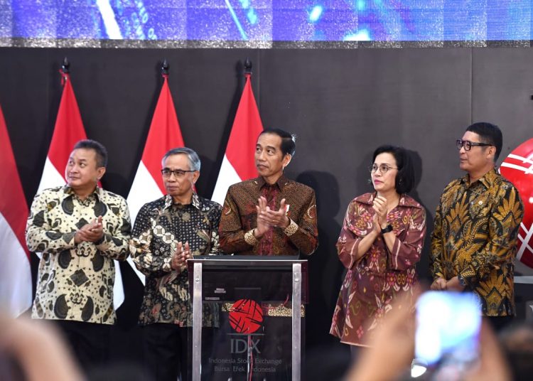 Presiden RI Joko Widodo saat meresmikan perdagangan BEI tahun 2020 di Gedung BEI, Jakarta Pusat, Kamis (02/01). (ist)