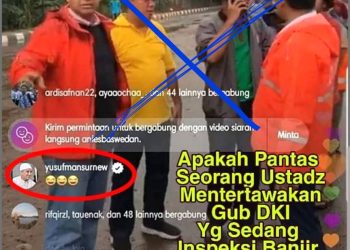 Screenshot yang beredar Ustaz Yusuf Mansur dinilai tertawakan Gubernur DKI Jakarta Anies Baswedan saat meninjau banjir Jakarta, Rabu (01/01). (instagram)