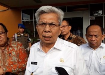Wakil Gubernur Sumsel Mawardi Yahya usai menghadiri RUPS LB PT Jakabaring Sport City, Rabu (15/01). (fornews.co/iwan setiawan)