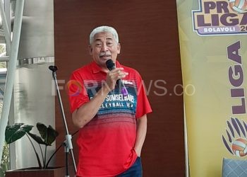Pelatih Palembang Bank Sumsel Babel Mashudi. (fornews.co/iwan setiawan)