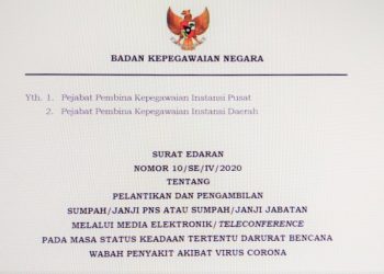 Surat Edaran (SE) BKN Nomor 10/SE/IV/2020 (fornews.co/repro)