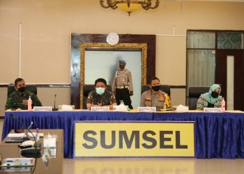 Gubernur Sumsel bersama Forkopimda Sumsel saat melakukan rapat. Foto: Istimewa