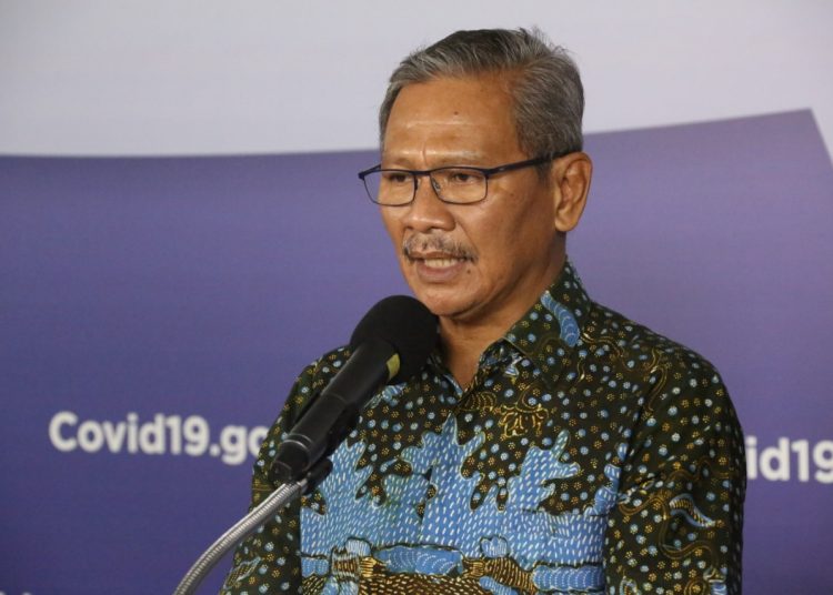 Juru Bicara Pemerintah untuk COVID-19 dr Achmad Yurianto saat menyampaikan keterangan resmi di Media Center Gugus Tugas Percepatan Penanganan COVID-19, Graha Badan Nasional Penanggulangan Bencana (BNPB), Jakarta, Kamis (21/05). (fornews.co/humas bnpb)