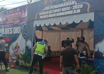 Salah satu pos pengamanan di Kabupaten OKI yang terletak di perbatasan Kabupaten OKI dan OI. (IST)