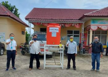 Salah satu alat cuci tangan portabel yang disebar oleh DPC FBBi Muba ke pelosok desa di wilayahnya. (fornews.co / Humas Pemkab Muba)