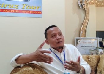 Ketua DPD Asoasiasi Sarikat Penyenggara Umroh Dan Haji Indonesia (Sapuhi) Sumsel, H Muhammad Haris Nur, SE. (fornews.co/sidratul muntaha)
