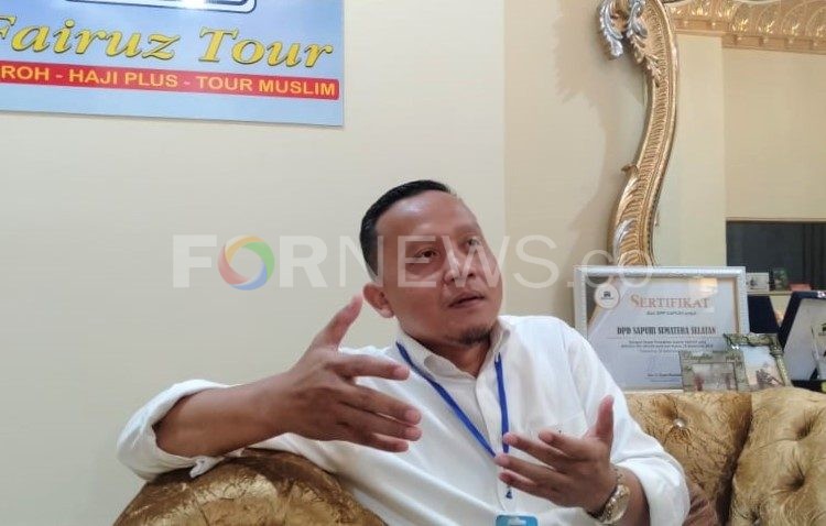 Ketua DPD Asoasiasi Sarikat Penyenggara Umroh Dan Haji Indonesia (Sapuhi) Sumsel, H Muhammad Haris Nur, SE. (fornews.co/sidratul muntaha)