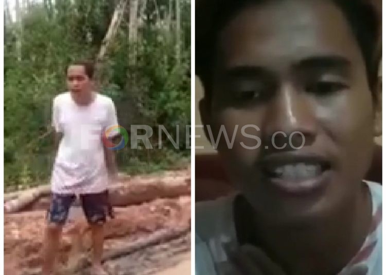 Screenshot vidio Wiro Suban saat memperlihatkan kondisi jalan dan minta maaf. (IST)