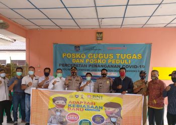Sosialisasi penerapan protokol kesehatan oleh Satbinmas Polres OKI di Kecamatan Lempuing Jaya, Kamis (01/10). (IST)