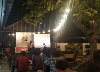 Rektor UIBA, Tarech Rasyid saat memberikan sambutan dalam peringatan Ultah Walhi ke 40 tahun di Palembang. Foto: Alwi Alim