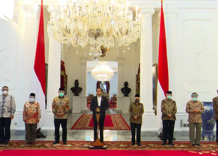 Tangkapan layar pernyataan Presiden Joko Widodo usai bertemu dengan sejumlah organisasi keagamaan, Sabtu (31/10). (fornews.co/ist)