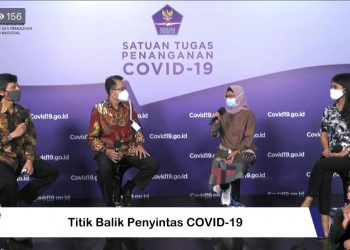 Beberapa penyintas Covid-19 berbagi kisahnya dalam talkshow “Titik Balik Penyintas Covid-19” di Media Center Satgas Penanganan Covid-19 Graha BNPB Jakarta, Jumat (23/10). (fornews.co/stpc19)