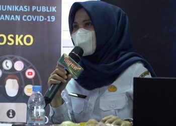 Sekretaris Dinas Kominfo Nurzahrawati pada rapat laporan pendahuluan Satu Data Musi Banyuasin, bertempat di Virtual Room Dinkominfo Muba, Rabu (21/10). (fornews.co/humas pemkab muba)