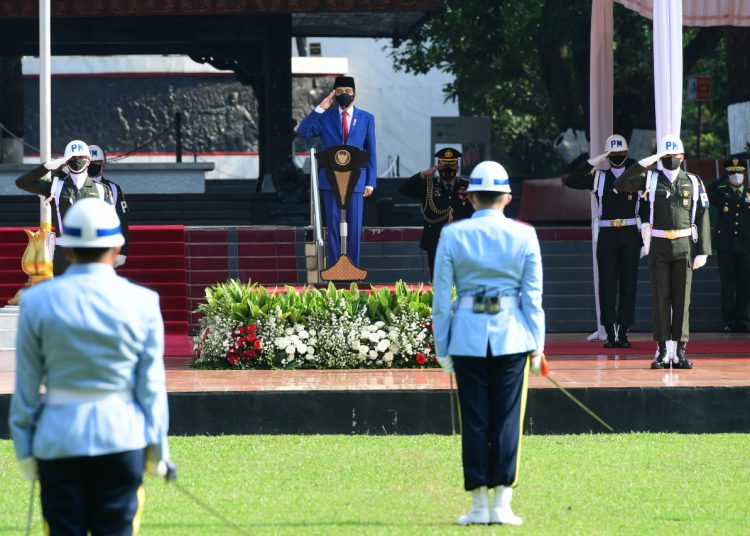 Presiden Joko Widodo saat memimpin upacara peringatan Hari Kesaktian Pancasila Tahun 2020 di Monumen Pancasila Sakti, Lubang Buaya, Jakarta Timur, Kamis (01/10). (fornews.co/bpmi setpres/muchlis jr)