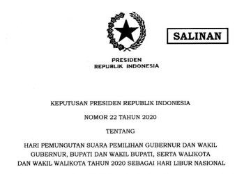 Keputusan Presiden RI menetapkan hari pemungutan suara Pilkada Serentak 9 Desember 2020 sebagai hari libur. (fornews.co/setkab)