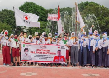 Kontingen PMI Muba yang akan mengikuti Jumbara PMR tahun 2020 tingkat Provinsi Sumatra Selatan. (fornews.co/humas pmi muba)