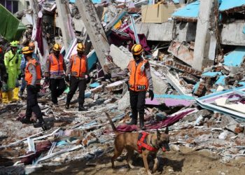 Tim SAR Gabungan melakukan pencarian korban yang tertimpa reruntuhan bangunan akibat gempa M6,2 di Provinsi Sulawesi Barat. (fornews.co/bnpb/ist)