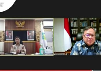 Menkes Budi Gunadi Sadikin dan Menristek Bambang PS Brodjonegoro usai melakukan penandatangan Nota Kesepahaman tentang Surveilans Genom Virus SARS-CoV-2 secara daring di Jakarta, Jumat (8/1/2021). (fornews.co/bkpm kemenkes)