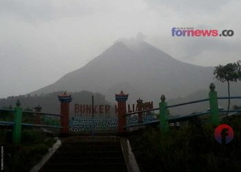 GUNUNG MERAPI dari kawasan wisata Kaliadem, Kepuharjo, Cangkringan, Sleman, Yogyakarta.  (foto fornews.co/adam)