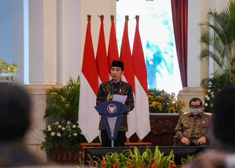 Presiden Jokowi meresmikan PT Bank Syariah Indonesia Tbk., Senin (1/2/2021) siang, di Istana Negara, Jakarta. (fornews.co/Foto: Humas/Ibrahim)