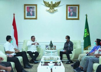 Bupati Muba Dodi Reza Alex menjelaskan inovasi bensin sawit di Muba pada Koalisi Clean Biofuel for All, Selasa (2/2/2021). (fornews.co/humas pemkab muba)