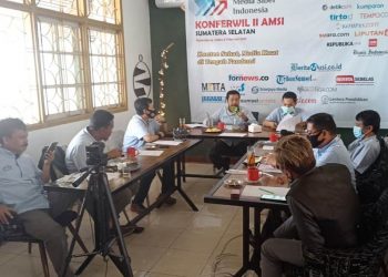 Suasana Konferwil II AMSI Sumsel yang berlangsung di Sekretariat AMSI Sumsel, Sabtu (6/2/2021). (fornews.co/humas amsi sumsel)