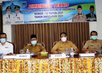 Wakil Bupati Lahat Haryanto menghadiri pembukaan Bimtek Perpres Nomor 12 Tahun 2021 di meeting room Hotel Bukit Serelo Lahat, Senin (15/3/2021). (fornews.co/kominfo lahat)