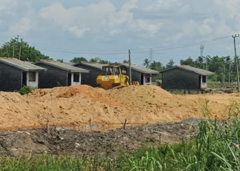 Kondisi pembangunan di kawasan rawa Kelurahan Keramasan. (Foto: istimewa/Kombes untuk Keadilan Ekologi Sumsel)