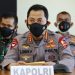 Kapolri Jenderal Listyo Sigit Prabowo saat memberikan keterangan pers di Base Ops Lanud I Gusti Ngurah Rai, Denpasar, Bali, Sabtu (24/4/2021). (fornews.co/humas polri)