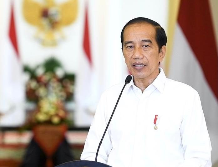 Presiden Jokowi memberikan pernyataan terkait KRI Nanggala-402, Minggu (25/04/2021) siang, di Istana Kepresidenan Bogor, Jawa Barat. (istimewa/setkab)