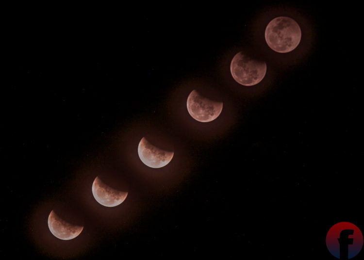 Proses terbukanya bulan sehingga kembali seperti semula setelah mengalami gerhana bulan total. (matakamera/fornews.co/mushaful imam)