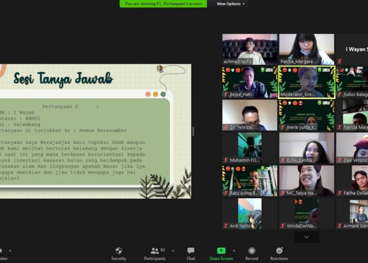 Tangkapan layar kegiatan webinar HAKI yang dihadiri para anak muda, Selasa (11/5). (istimewa/HAKI)