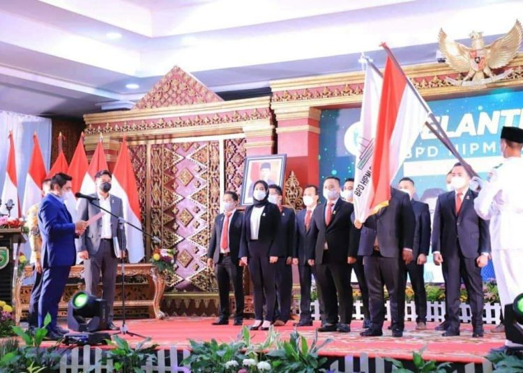 Prosesi pelantikan BPD HIPMI Sumsel periode 2021-2024, di Griya Agung Palembang, Minggu (24/1/2021) malam. (fornews.co/humas pemprov sumsel)