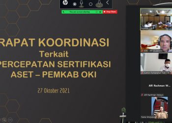 Rapat koordinasi terkait percepatan sertifikasi Aset secara daring, Rabu (27/10/2021). (fornews.co/ist)