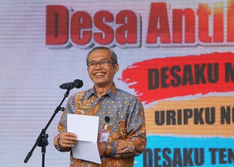 Pimpinan KPK, Alexader Marwata saat berbicara pada peluncuran Program Desa Antikorupsi di Kampung Mataraman, Desa Panggungharjo, Sewon, Bantul, DIY, Rabu (1/12/2021). (fornews.co/ist)