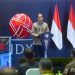 Presiden Jokowi saat berbicara pada pembukaan Perdagangan BEI Tahun 2022, di Gedung BEI, Jakarta, Senin (03/01/2022) pagi. (Foto: BPMI Setpres/Muchlis Jr)