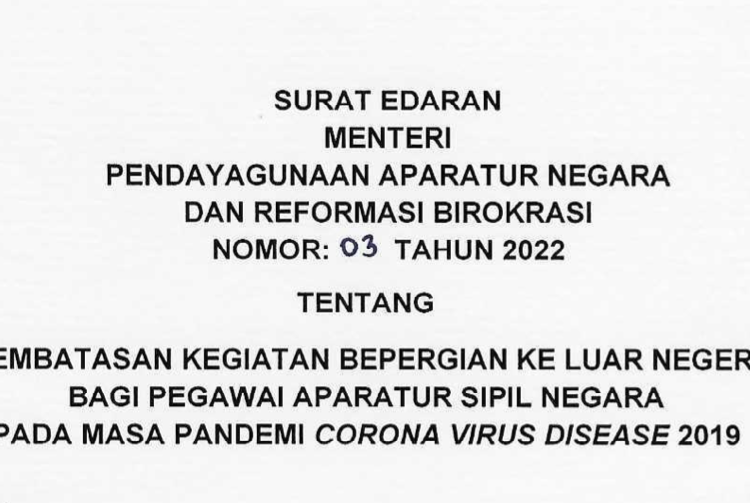 Surat Edaran Menteri Pendayagunaan Aparatur Negara dan Reformasi Birokrasi (PANRB) Tjahjo Kumolo. (fornews.co/ist)