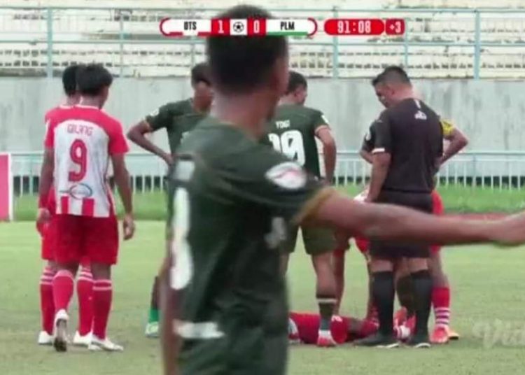 Hasil pertandingan Deltras Sidoardjo versus PS Palembang, di Stadion Gelora Joko Samudro, Minggu (6/3)2022) siang. (fornews.co/ist)