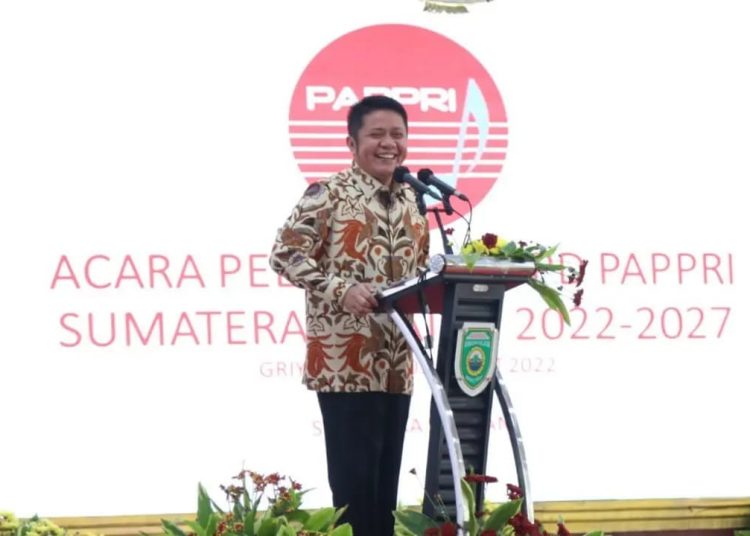 Gubernur Sumsel, Herman Deru, saat berbicara pada cara pelantikan DPD PAPPRI Provinsi Sumsel di Griya Agung, Kamis (3/3/2022).(fornews.co/humas pemprov sumsel)