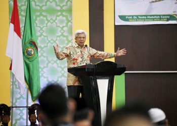 Wagub Sumsel Mawardi Yahya, saat berbicara pada pembukaan Muswil VII ICMI Organisasi Wilayah Sumsel di Asrama Haji Palembang, sabtu (19/3/2022). (fornews.co/humas pemprov sumsel)