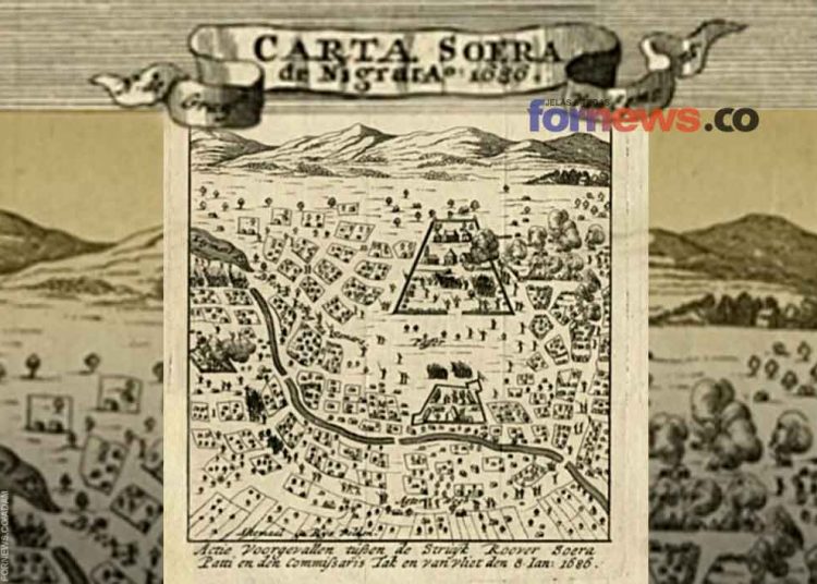 PETA lama kerajaan Kartasura periode abad ke-18 sekira tahun 1706 digambar oleh N de Graaf diterbitkan oleh C Osmont. (foto fornews.co/grafis adam)