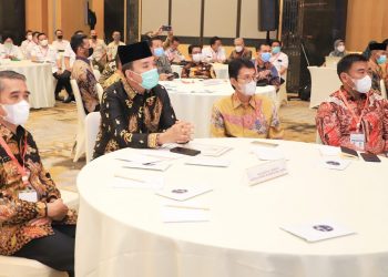 Plt Bupati Muba, Beni Hernedi saat menghadiri Musrenbang RKPD Sumsel Tahun 2023 di Hotel Santika Premiere Bandara Palembang, Rabu (13/4/2022). (fornews.co/humas pemkab muba)