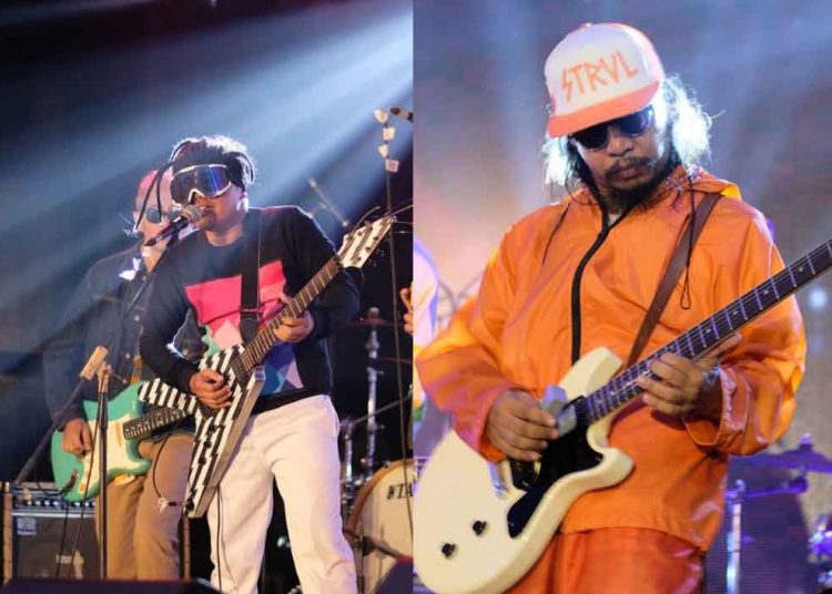 STEREOVILA dari kiri Rocka Radipa dan Joe Box, saat beraksi di atas panggung konser Cassete Tape Nostalgia pada Sabtu, 18 Marer 2023 di The Ratan. (foto fornews.co/stereovila)