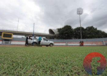Stadion Madya Bumi Sriwijaya Palembang, terus dipercantik jelang Piala Dunia U-20. Beberapa hari ini muncul isu agenda Official Drawing Piala Dunia U20 di Bali dibatalkan. (fornews.co/mushaful imam)