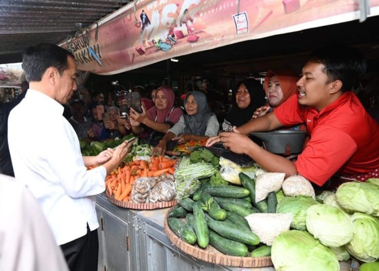 Presiden Jokowi saat melakukan kunjungan kerja sambil mengecek haerga sembako di Pasar Mungkid, Kabupaten Magelang, Senin (29/01/2024). (fornews.co/tangkap layar)