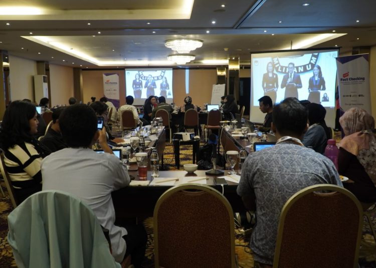 Suasana Live Fact Checking pada debat kelima Pilpres 2024 yang digelar Koalisi Cek Fakta di JCC, Minggu (4/2/2024). (fornews.co/ist)