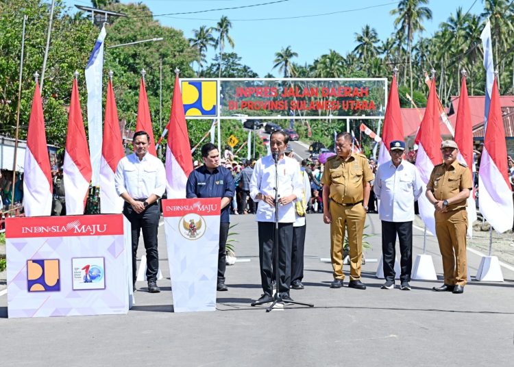 Presiden Jokowi saat meresmikan Bendungan Lolak di Kabupaten Bolaang Mongondow, Sulut, Jumat (23/02/2024). (fornews.co/ BPMI Setpres/Kris)