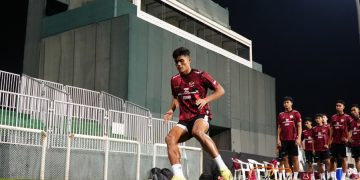 Striker Timnas Indonesia U-23, Ramadhan Sananta saat menjalani latihan pada pemusatan latihan di Dubai untuk persiapan Asian Cup AFC U-23 Qatar 2024. (fornews.co/ist)
