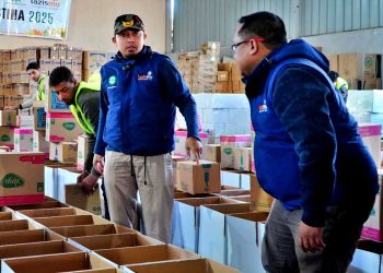 ALFIS Khoirul Khisoli, perwakilan Lazismu Daerah Istimewa Yogyakarta (DIY) sedang melakukan pengecekan seluruh bantuan dari Indonesia untuk Palestina di gudang Kairo, Mesir, Februari 2025. (foto fornews.co/lazismu)