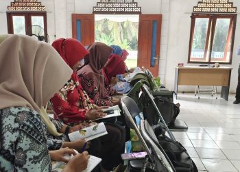 Direktur Eksekutif Belantara Foundation, Dr Dolly Priatna, saat memberikan pelatihan penggunaan pendamping buku ajar tentang Gajah Sumatra, kepada perwakilan guru SD di Aula Kantor Kecamatan Air Sugihan, Kabupaten OKI, Selasa (22/4/2025). (fornews.co/ist)